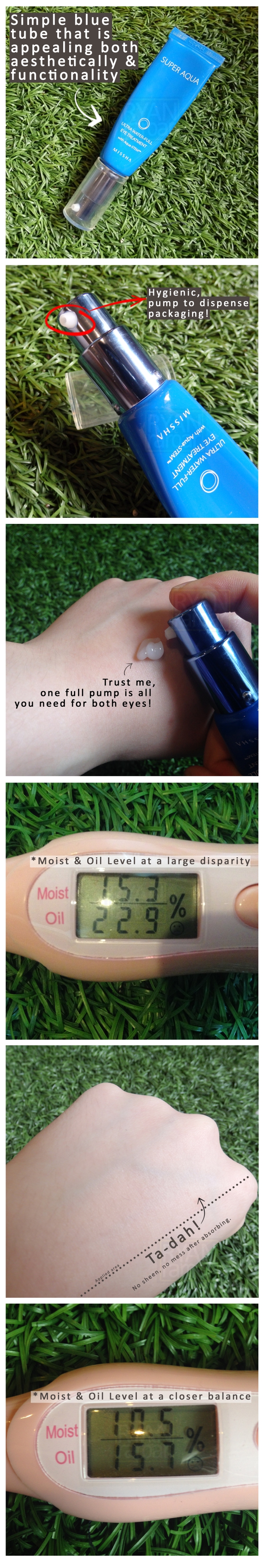 (I tested the Ultra Water-Full Eye Treatment on the back of my hand to see how it performs)