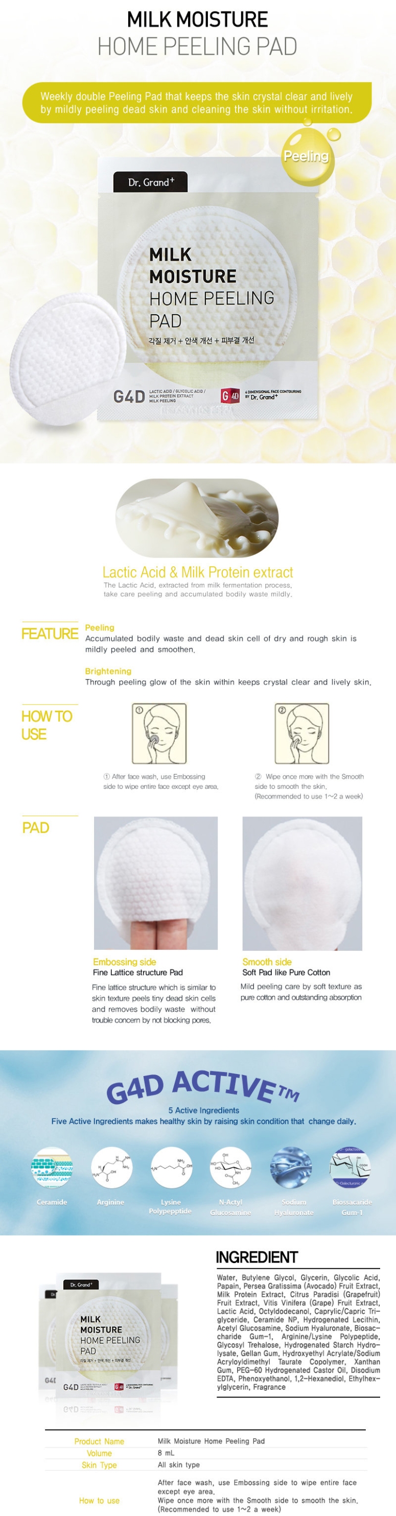 Dr. Grand+ Milk Moisture Peeling Pad (Info)