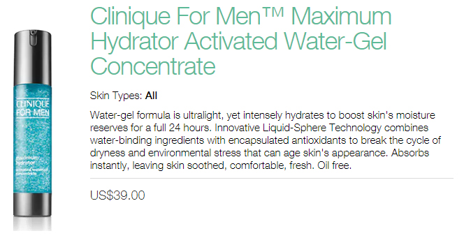 Clinique For Men Maximum Hydrator Activated Water-Gel Concentrate (info)